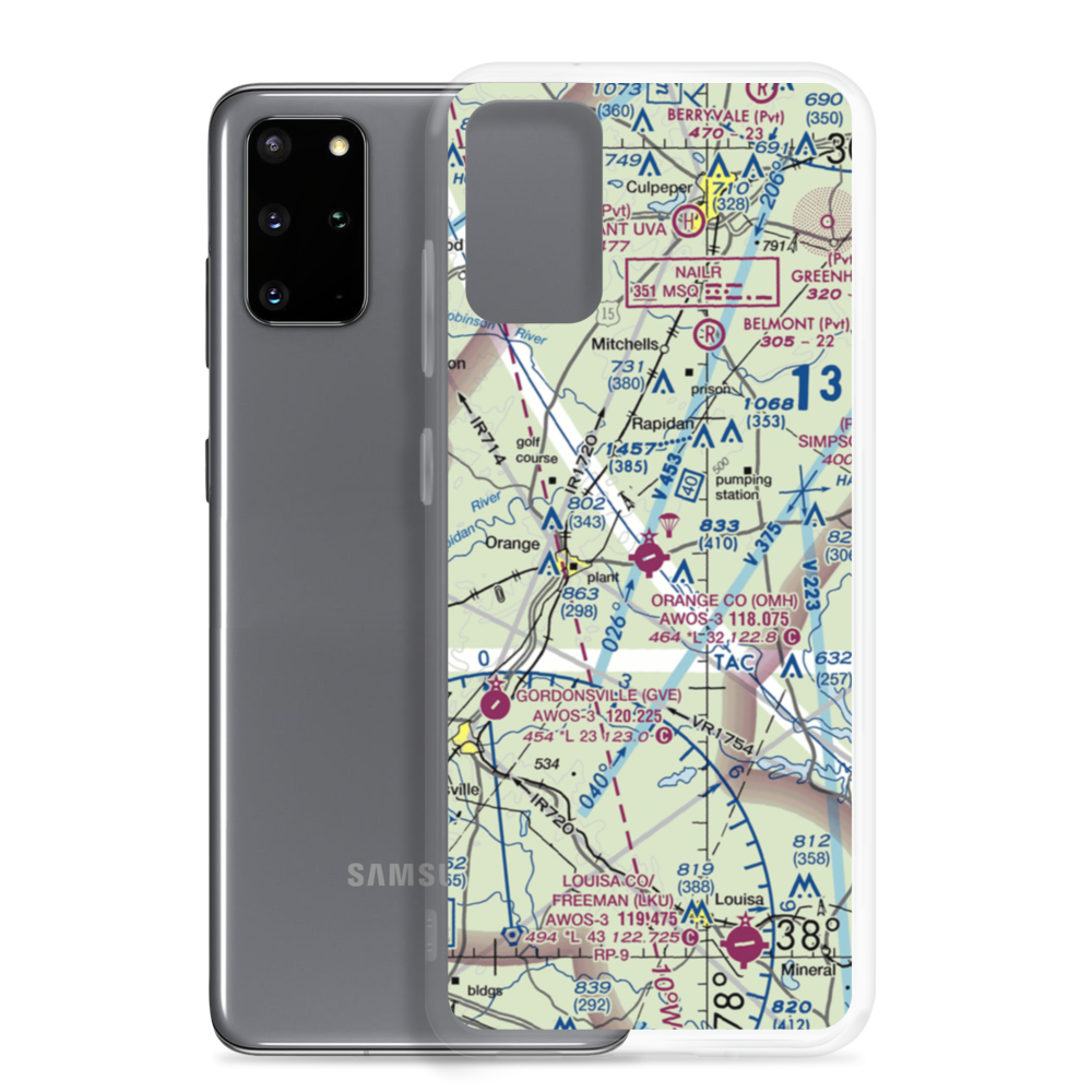 Orange County Airport (OMH) VFR Sectional Samsung Case Samsung Galaxy S20 Plus model shown