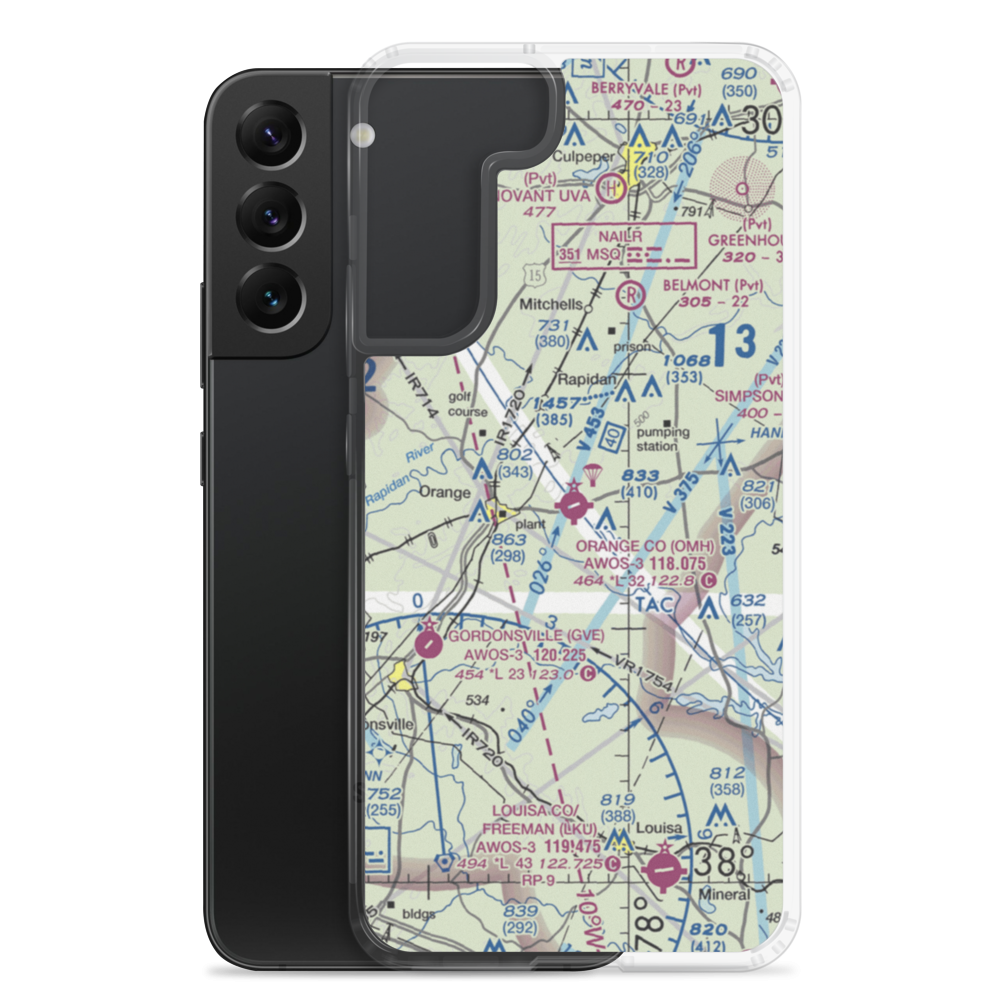 Orange County Airport (OMH) VFR Sectional Samsung Case Samsung Galaxy S22 Plus model shown