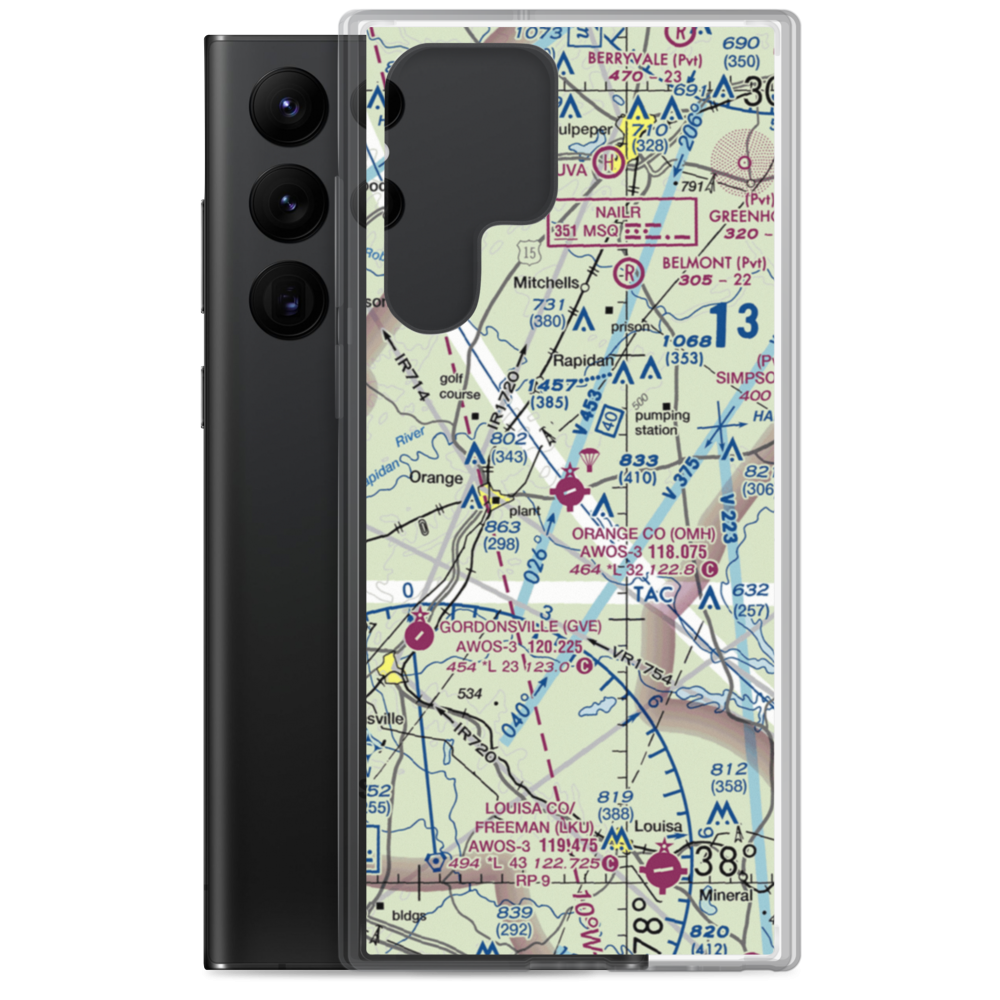 Orange County Airport (OMH) VFR Sectional Samsung Case Samsung Galaxy S22 Ultra model shown