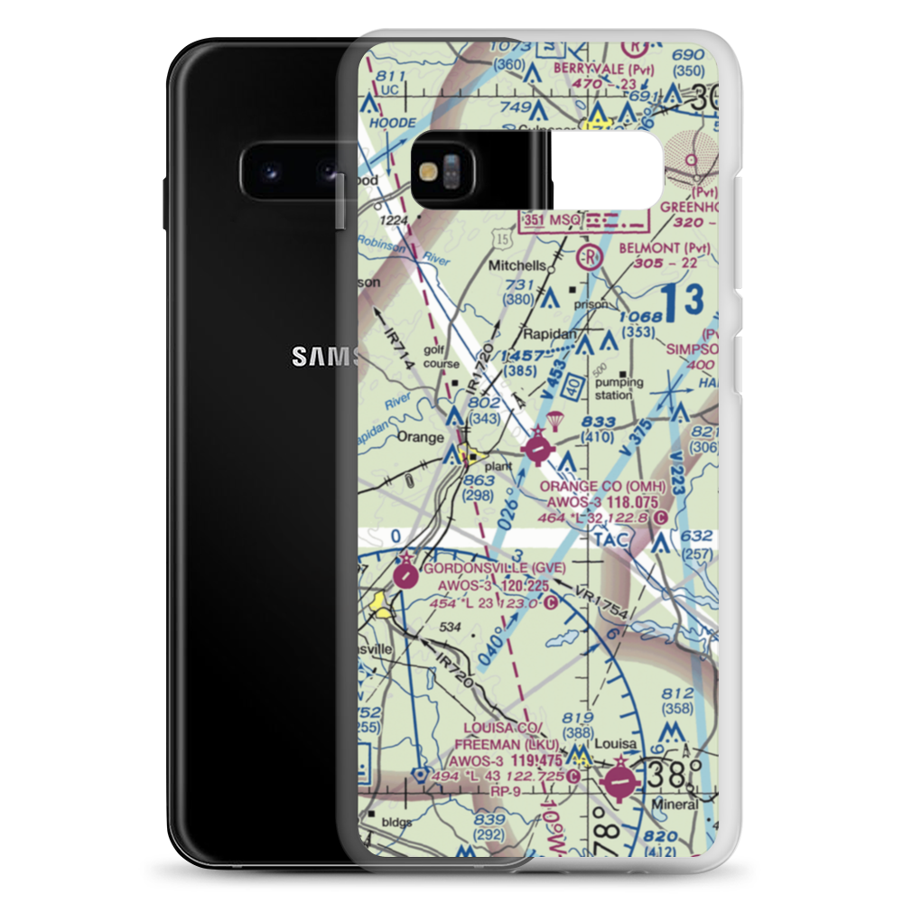 Orange County Airport (OMH) VFR Sectional Samsung Case Samsung Galaxy S10+ model shown