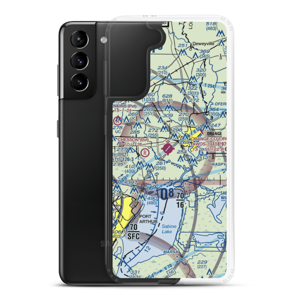 Orange County Airport (ORG) VFR Sectional Samsung Case Samsung Galaxy S21 Plus model shown
