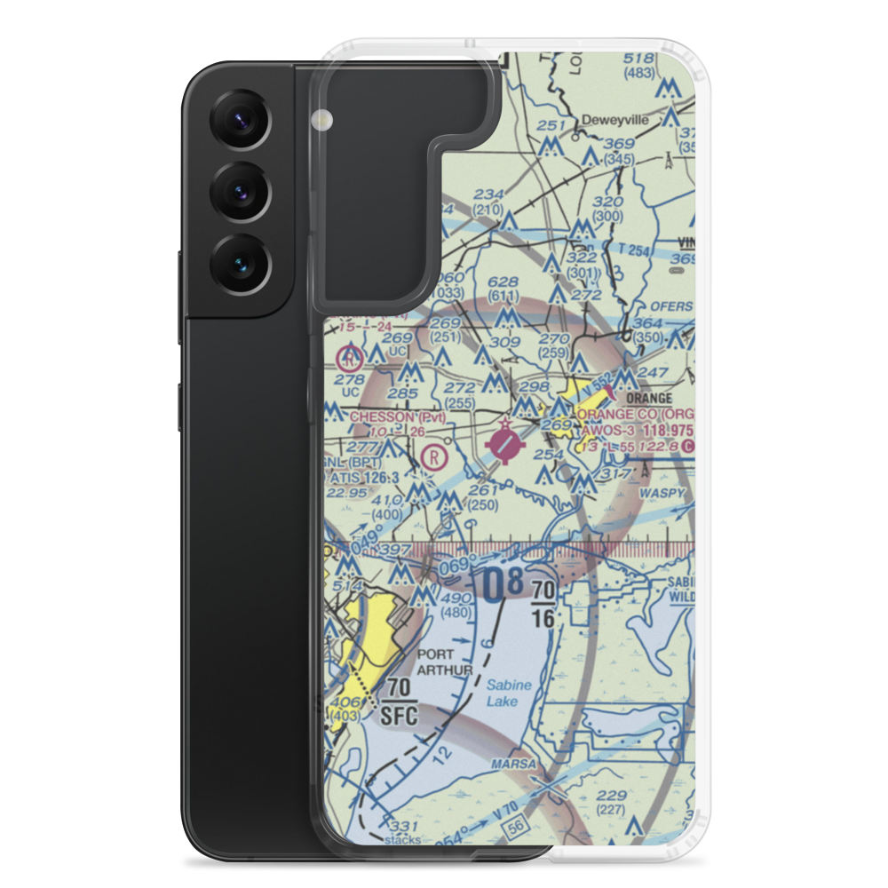 Orange County Airport (ORG) VFR Sectional Samsung Case Samsung Galaxy S22 Plus model shown