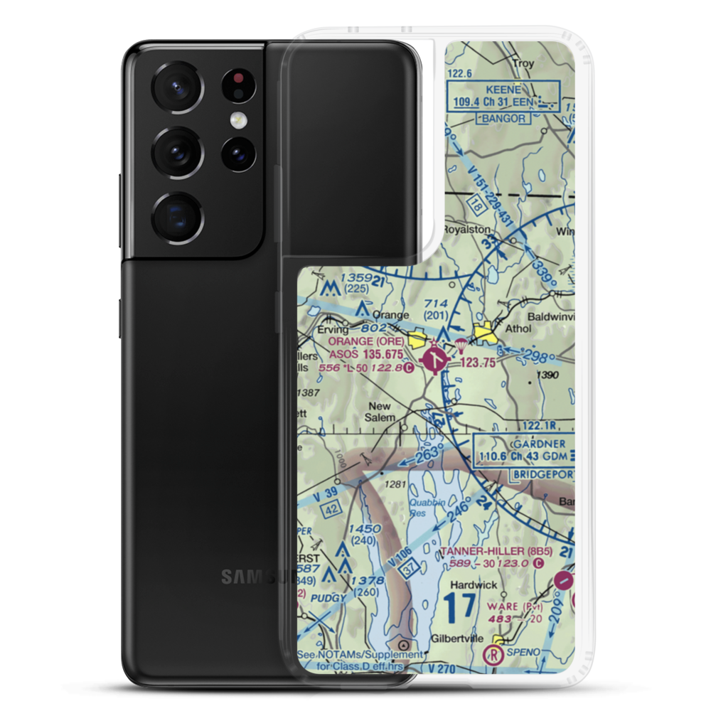Orange Municipal Airport (ORE) VFR Sectional Samsung Case Samsung Galaxy S21 Ultra model shown