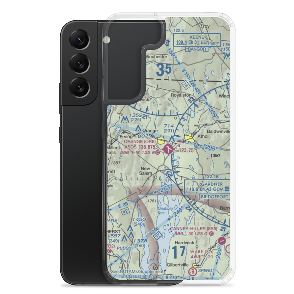 Orange Municipal Airport (ORE) VFR Sectional Samsung Case Samsung Galaxy S22 Plus model shown