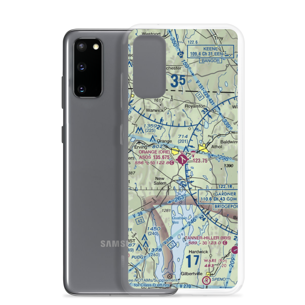 Orange Municipal Airport (ORE) VFR Sectional Samsung Case Samsung Galaxy S20 model shown