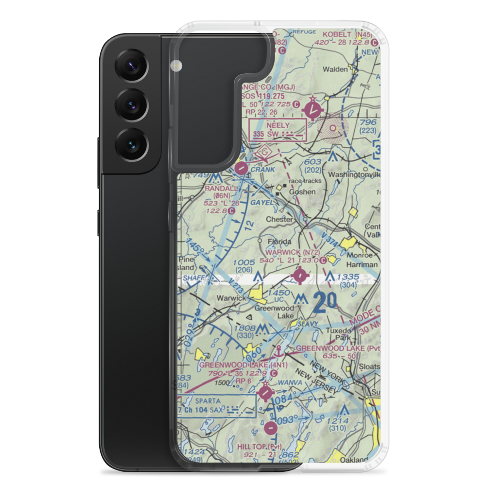 Orange Poultry Farm Airport (4NY1) VFR Sectional Samsung Case Samsung Galaxy S22 Plus model shown