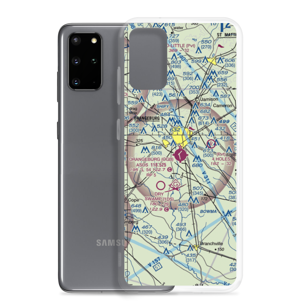 Orangeburg Municipal Airport (OGB) VFR Sectional Samsung Case Samsung Galaxy S20 Plus model shown