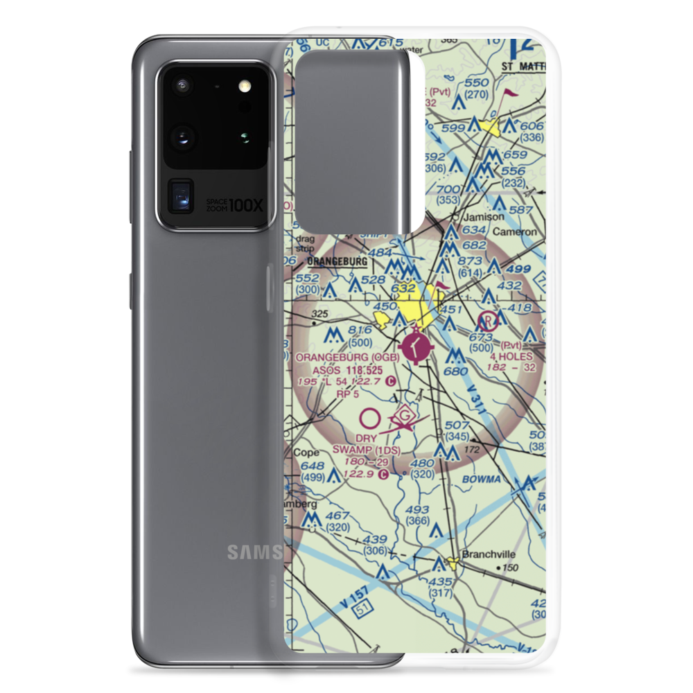 Orangeburg Municipal Airport (OGB) VFR Sectional Samsung Case Samsung Galaxy S20 Ultra model shown