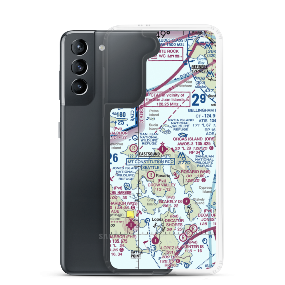 Orcas Island Airport (ORS) VFR Sectional Samsung Case Samsung Galaxy S21 model shown