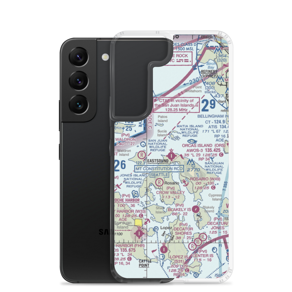 Orcas Island Airport (ORS) VFR Sectional Samsung Case Samsung Galaxy S22 model shown