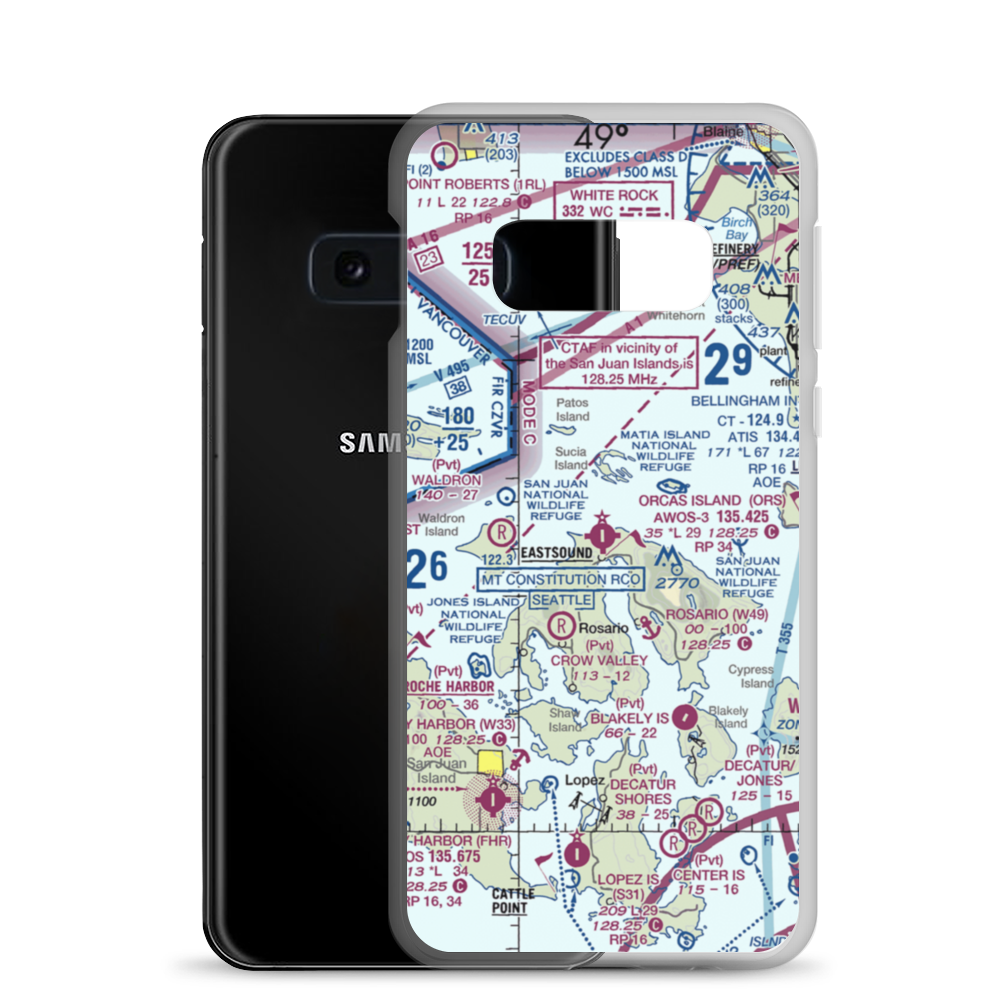 Orcas Island Airport (ORS) VFR Sectional Samsung Case Samsung Galaxy S10e model shown