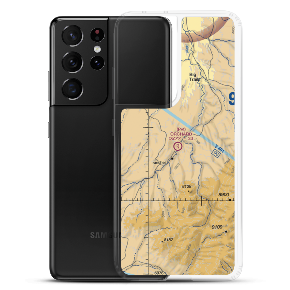 Orchard Ranch Airport (WY38) VFR Sectional Samsung Case Samsung Galaxy S21 Ultra model shown