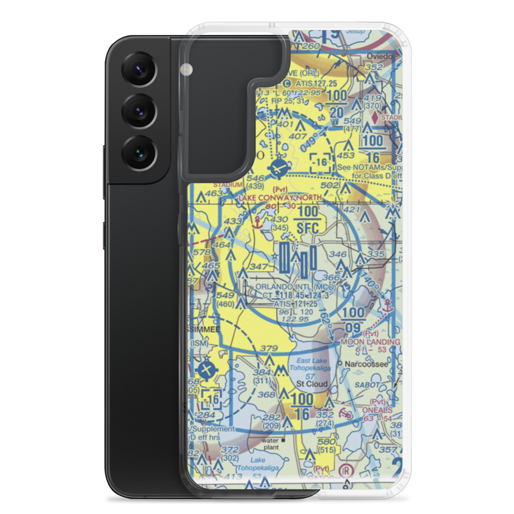 Orlando International Airport (MCO) VFR Sectional Samsung Case Samsung Galaxy S22 Plus model shown