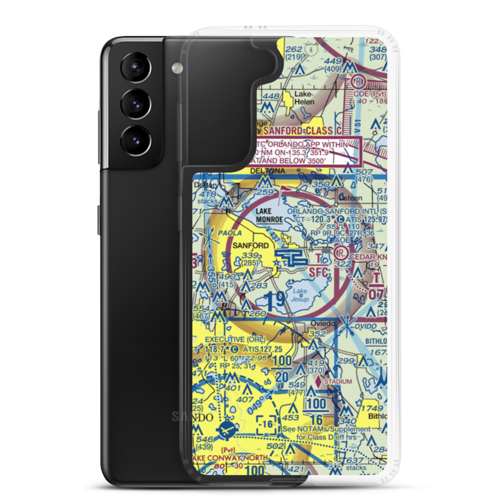 Orlando Sanford International Airport (SFB) VFR Sectional Samsung Case Samsung Galaxy S21 Plus model shown