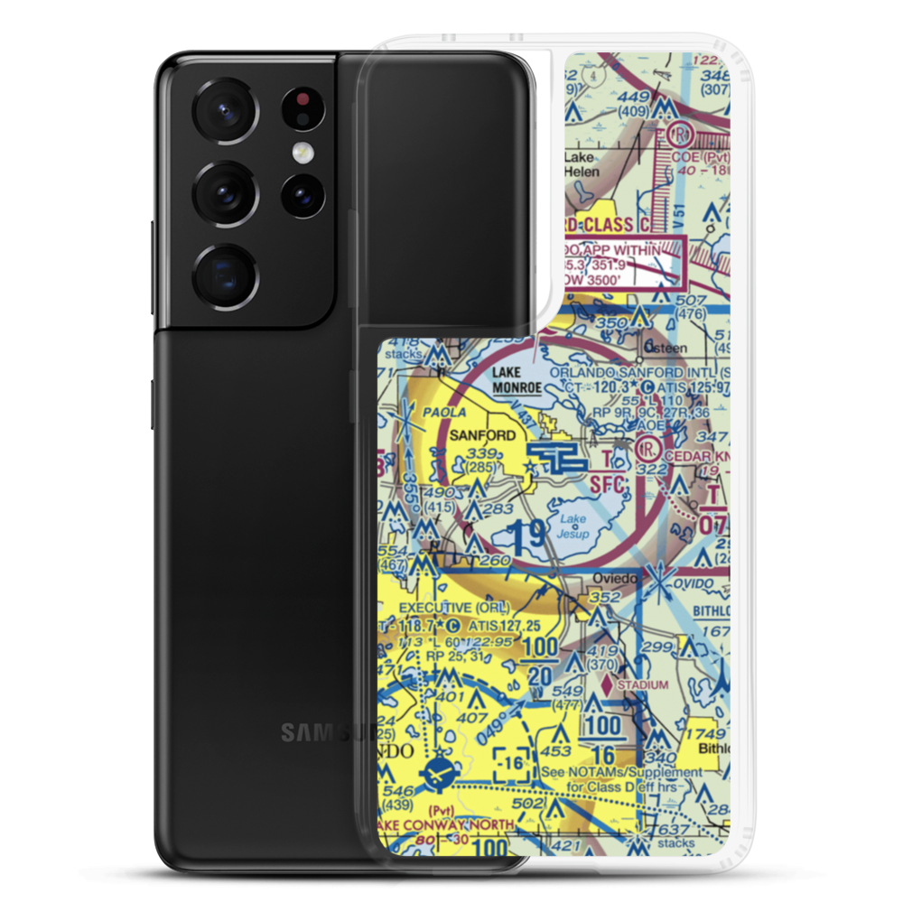 Orlando Sanford International Airport (SFB) VFR Sectional Samsung Case Samsung Galaxy S21 Ultra model shown