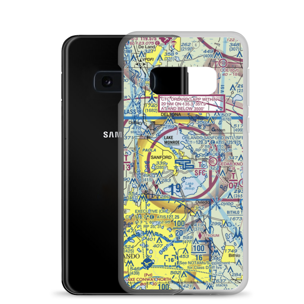 Orlando Sanford International Airport (SFB) VFR Sectional Samsung Case Samsung Galaxy S10e model shown