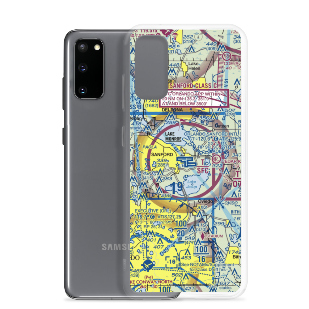 Orlando Sanford International Airport (SFB) VFR Sectional Samsung Case Samsung Galaxy S20 model shown