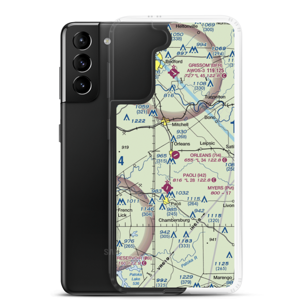 Orleans Airport (7I4) VFR Sectional Samsung Case Samsung Galaxy S21 Plus model shown