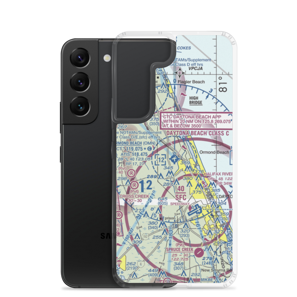Ormond Beach Municipal Airport (OMN) VFR Sectional Samsung Case Samsung Galaxy S22 model shown