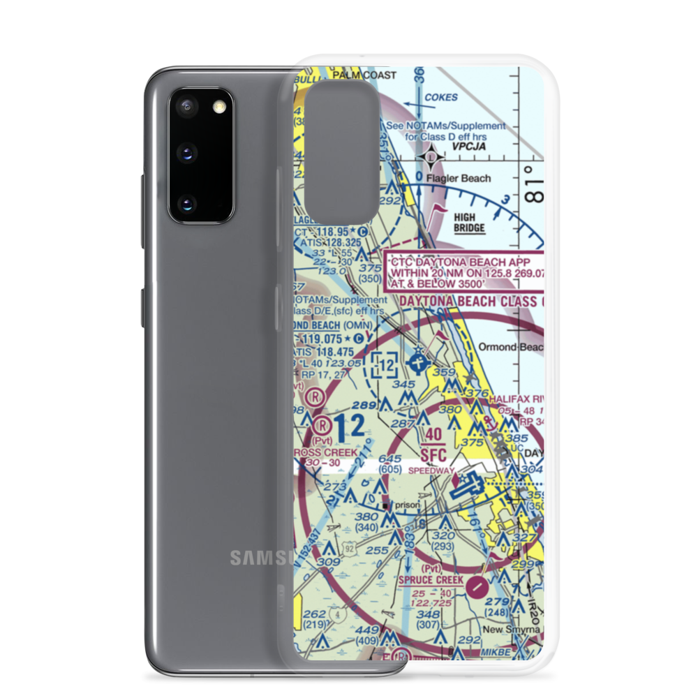 Ormond Beach Municipal Airport (OMN) VFR Sectional Samsung Case Samsung Galaxy S20 model shown
