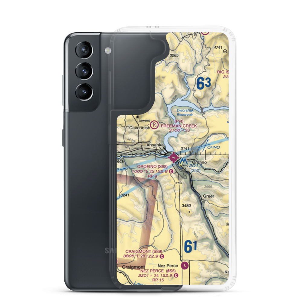Orofino Municipal Airport (S68) VFR Sectional Samsung Case Samsung Galaxy S21 model shown