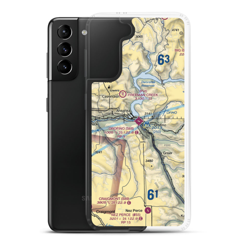 Orofino Municipal Airport (S68) VFR Sectional Samsung Case Samsung Galaxy S21 Plus model shown