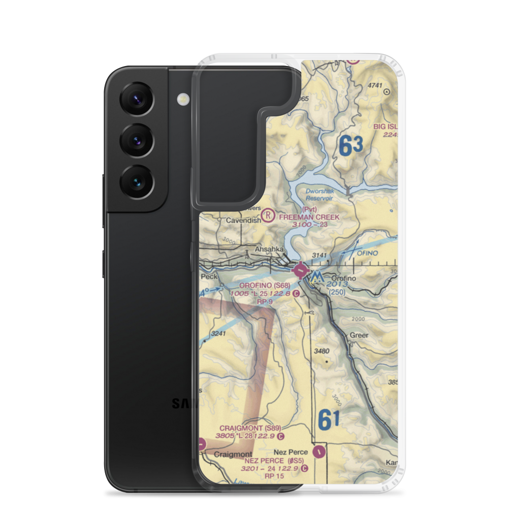 Orofino Municipal Airport (S68) VFR Sectional Samsung Case Samsung Galaxy S22 model shown