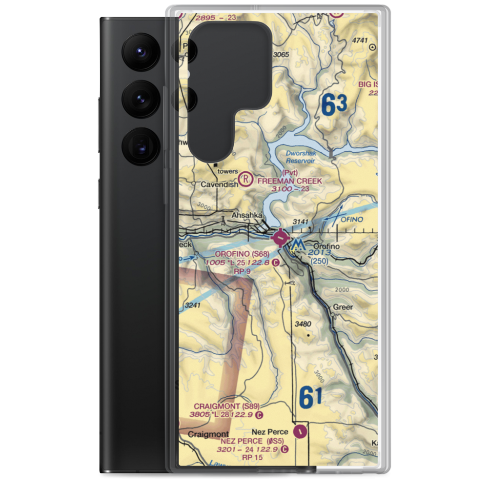 Orofino Municipal Airport (S68) VFR Sectional Samsung Case Samsung Galaxy S22 Ultra model shown