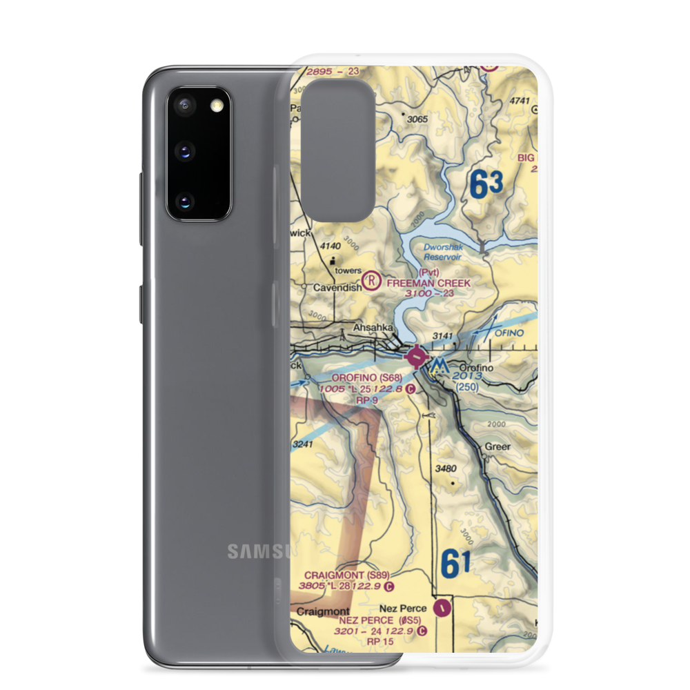 Orofino Municipal Airport (S68) VFR Sectional Samsung Case Samsung Galaxy S20 model shown