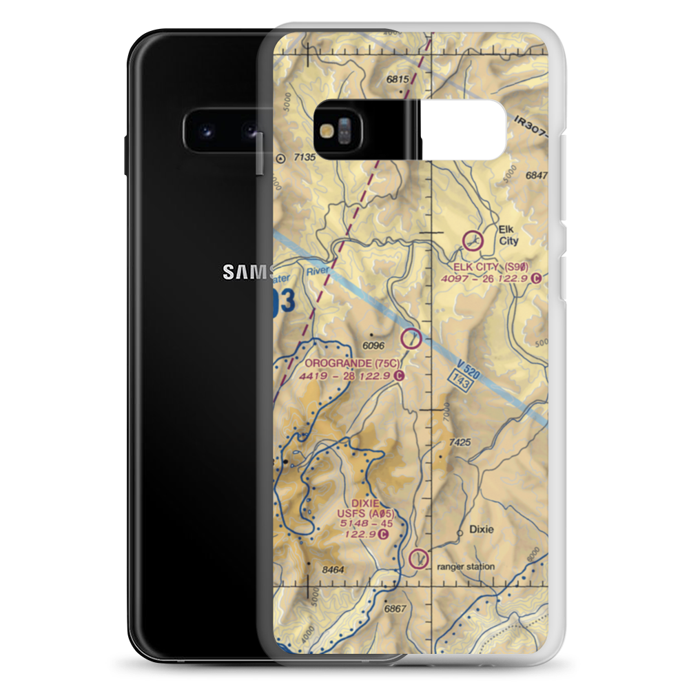 Orogrande Airport (75C) VFR Sectional Samsung Case Samsung Galaxy S10+ model shown