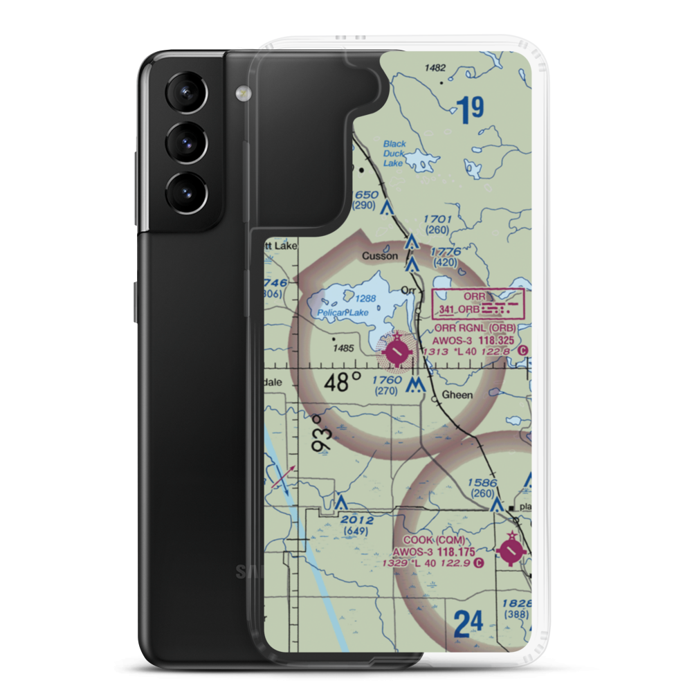 Orr Regional Airport (ORB) VFR Sectional Samsung Case Samsung Galaxy S21 Plus model shown