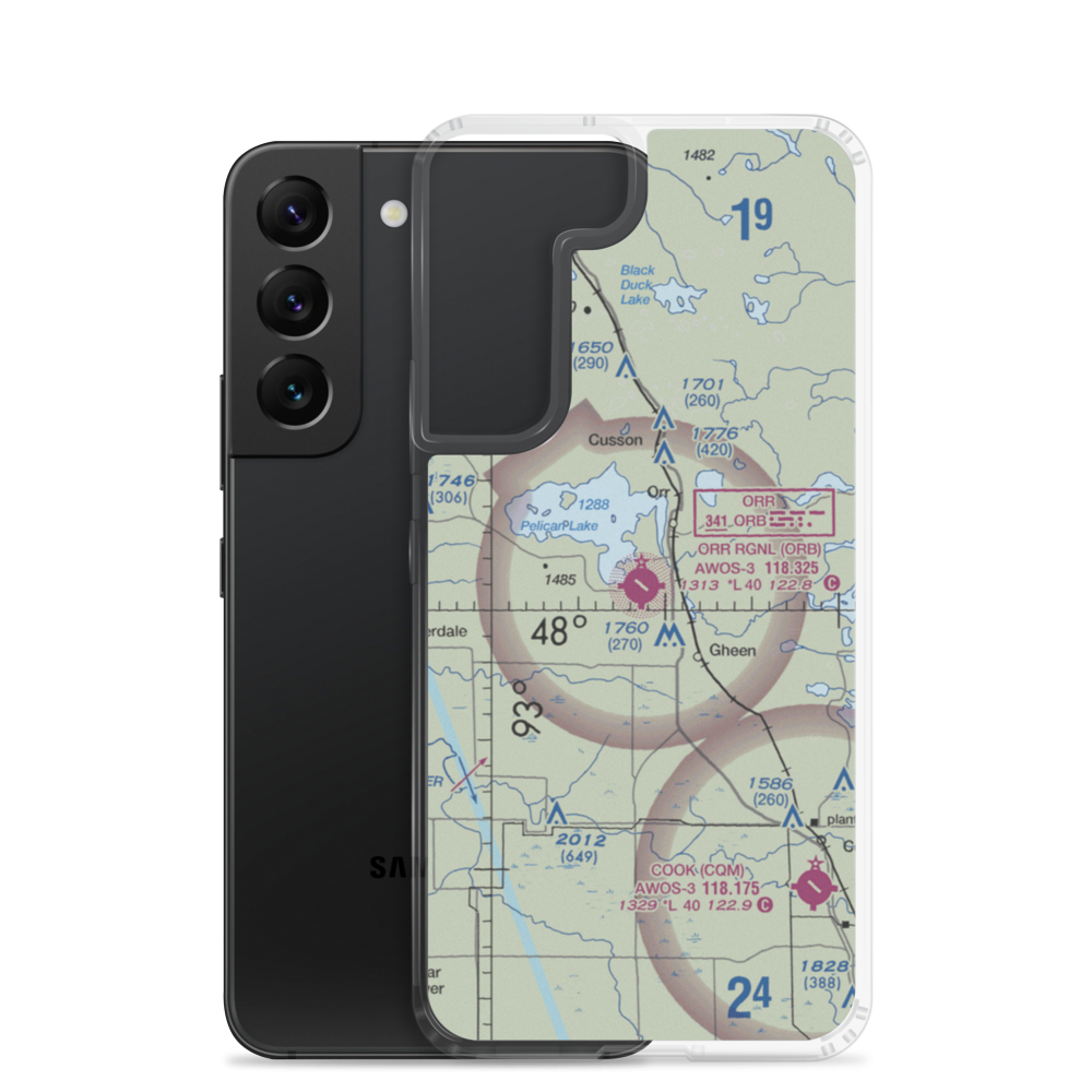 Orr Regional Airport (ORB) VFR Sectional Samsung Case Samsung Galaxy S22 model shown