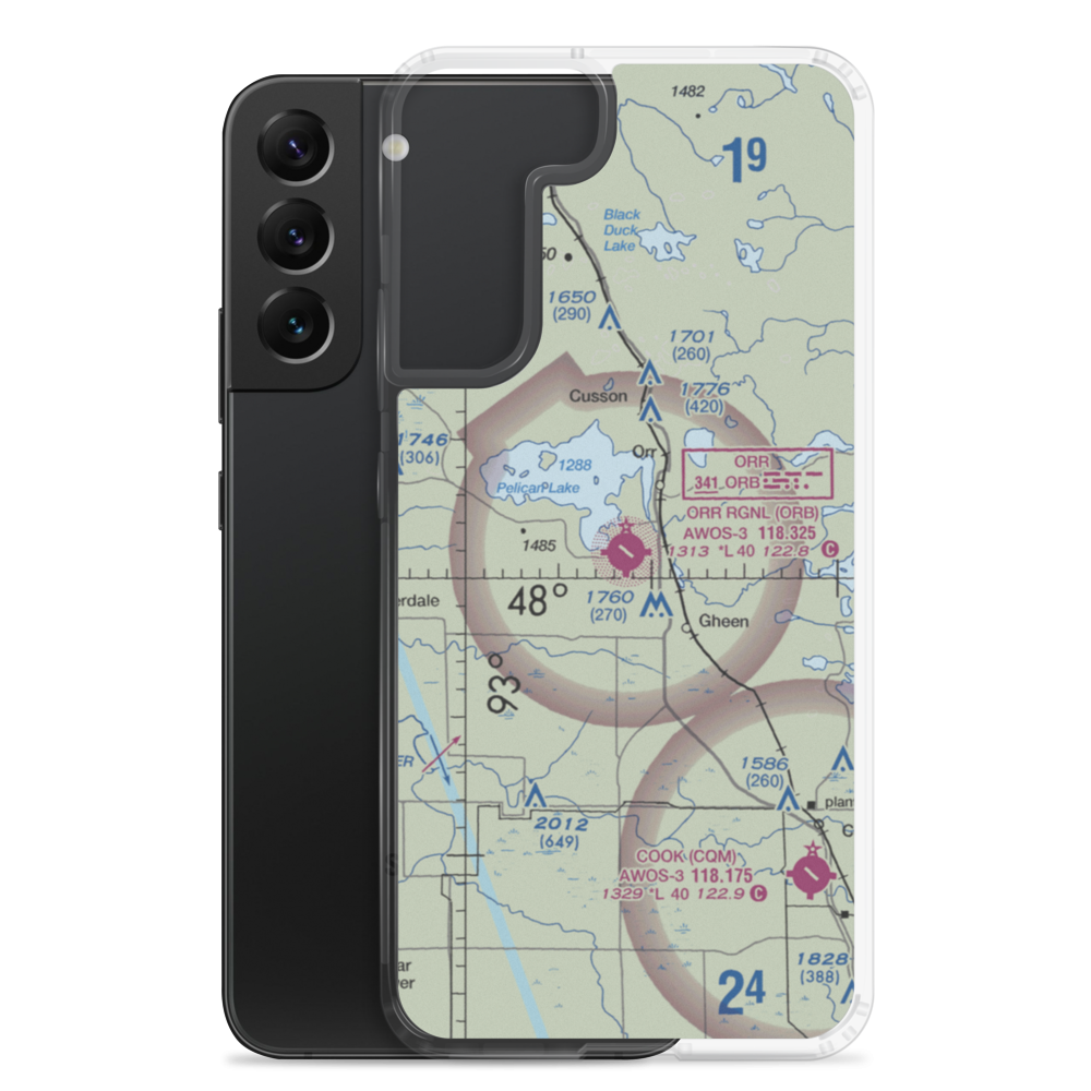 Orr Regional Airport (ORB) VFR Sectional Samsung Case Samsung Galaxy S22 Plus model shown