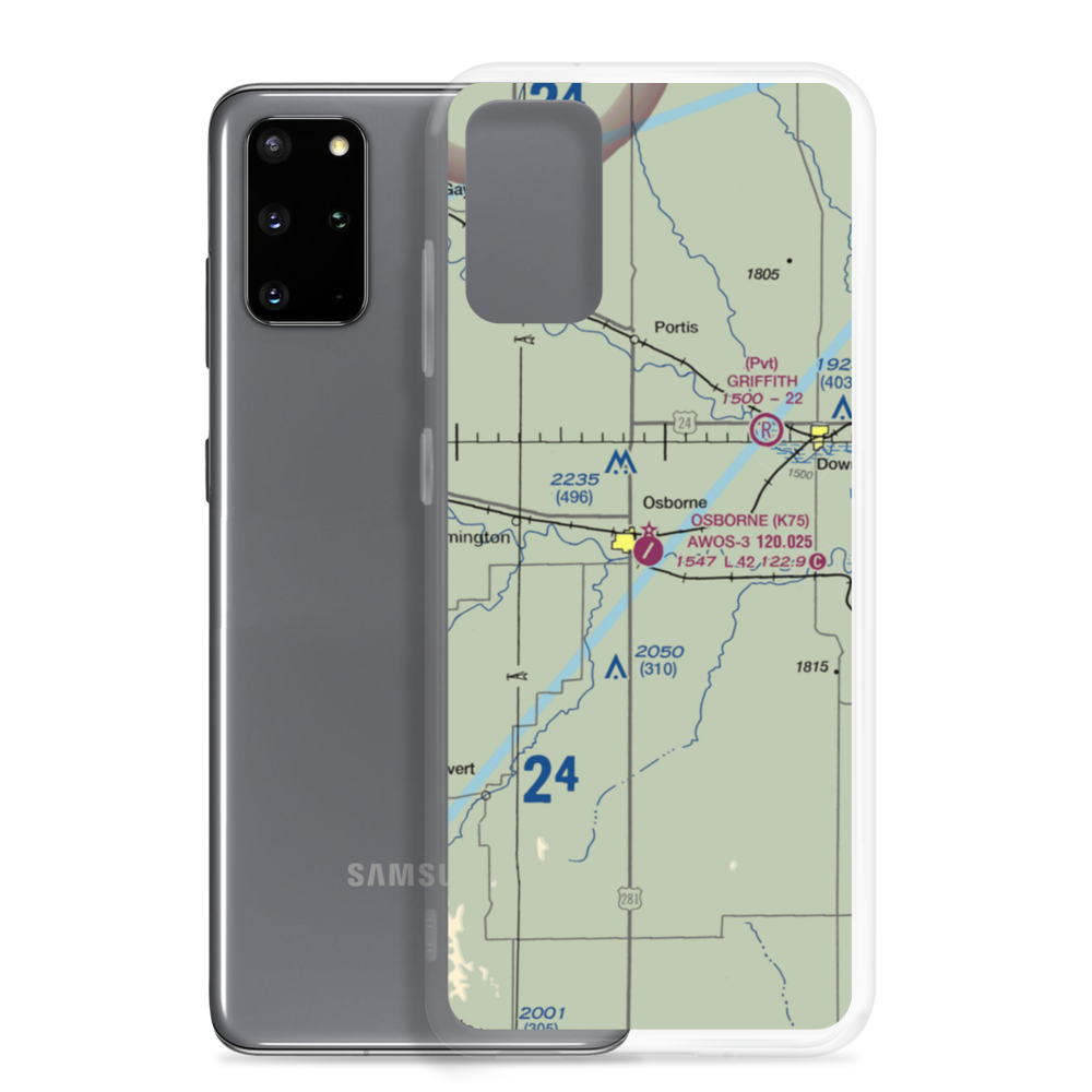 Osborne Municipal Airport (K75) VFR Sectional Samsung Case Samsung Galaxy S20 Plus model shown
