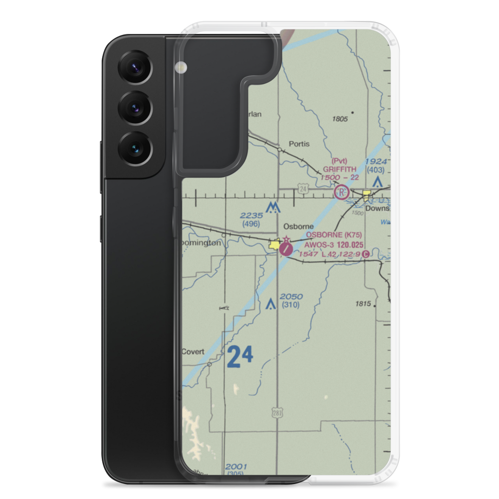 Osborne Municipal Airport (K75) VFR Sectional Samsung Case Samsung Galaxy S22 Plus model shown