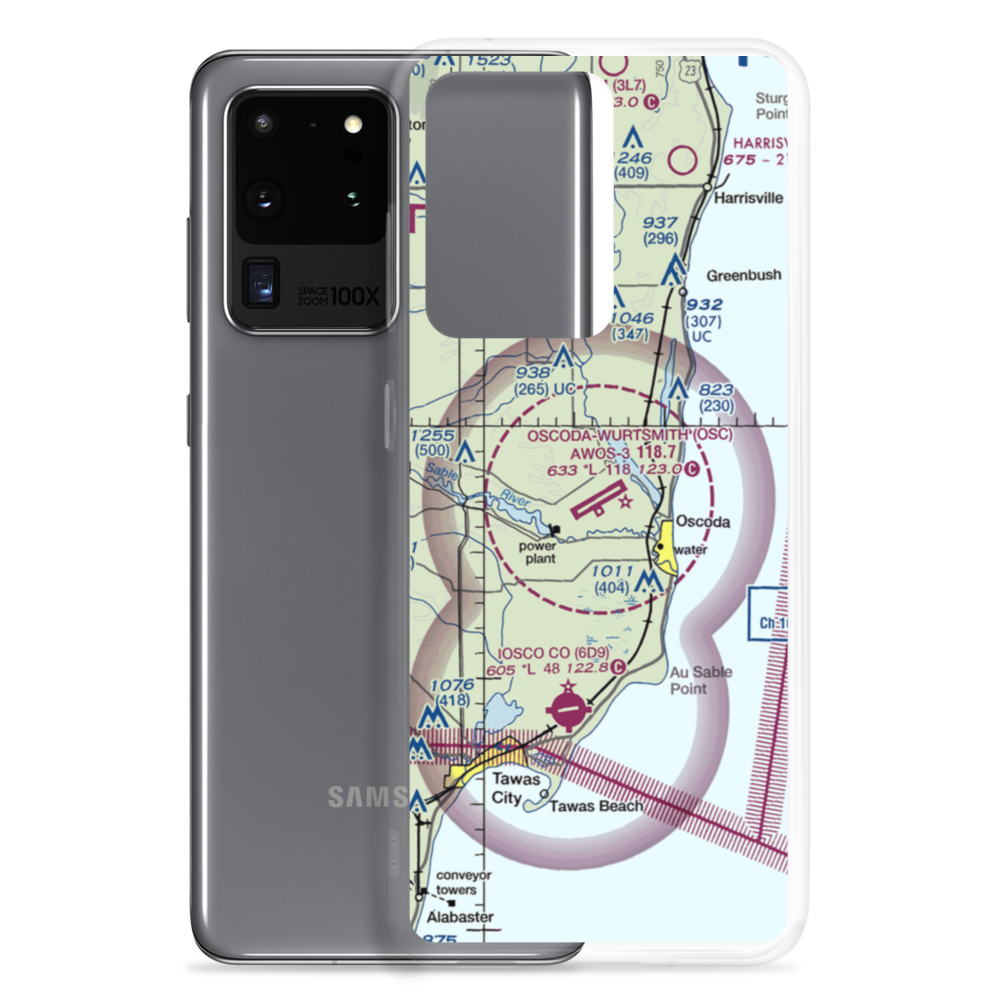Oscoda Wurtsmith Airport (OSC) VFR Sectional Samsung Case Samsung Galaxy S20 Ultra model shown