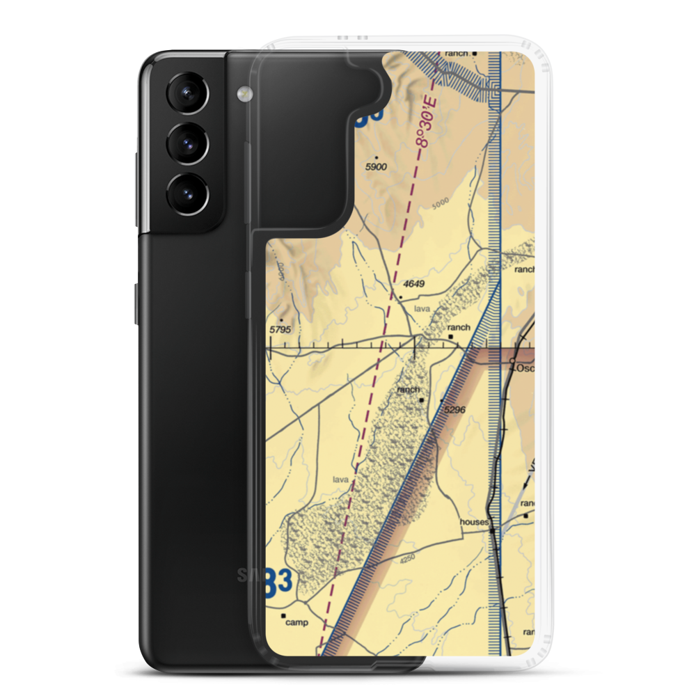 Oscura Army Air Field Aux Airport (80E) VFR Sectional Samsung Case Samsung Galaxy S21 Plus model shown