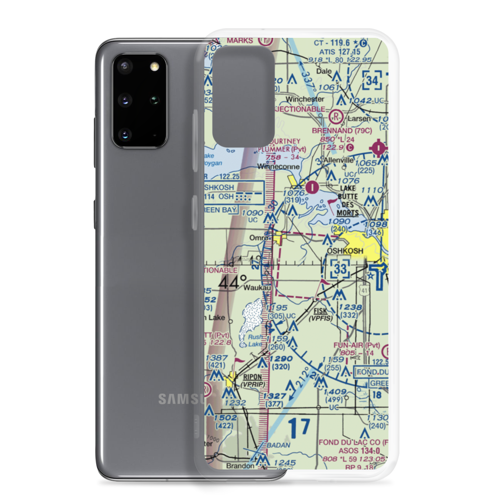 Oshkosh Sky Ranch Airport (2WN8) VFR Sectional Samsung Case Samsung Galaxy S20 Plus model shown