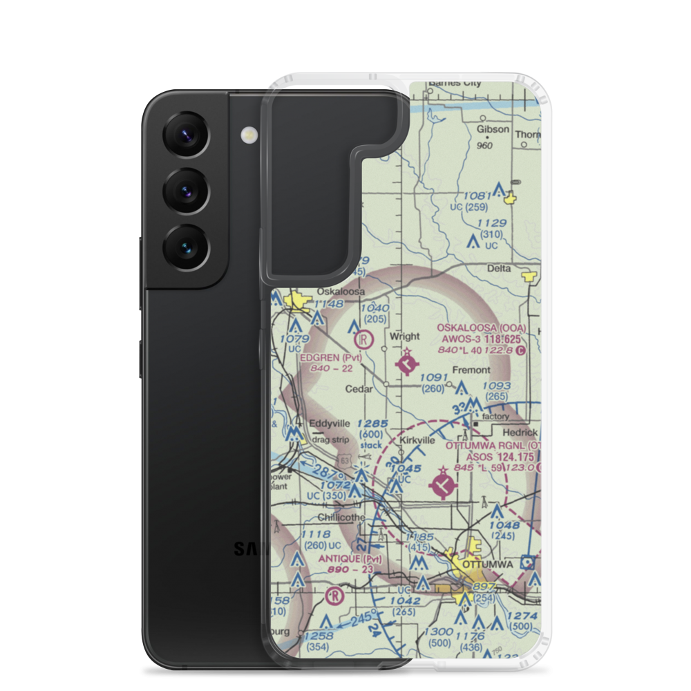 Oskaloosa Municipal Airport (OOA) VFR Sectional Samsung Case Samsung Galaxy S22 model shown