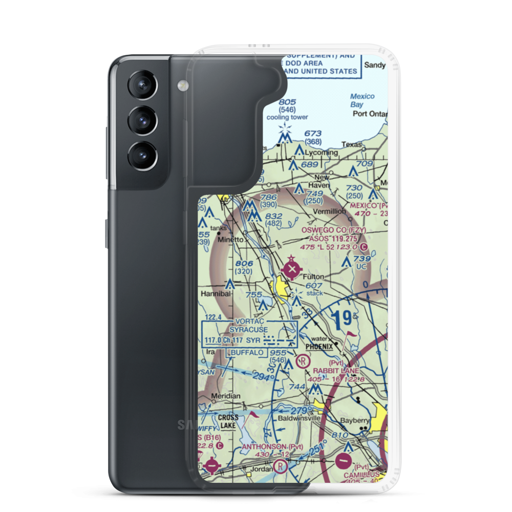 Oswego County Airport (FZY) VFR Sectional Samsung Case Samsung Galaxy S21 model shown