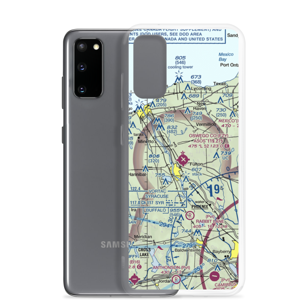 Oswego County Airport (FZY) VFR Sectional Samsung Case Samsung Galaxy S20 model shown
