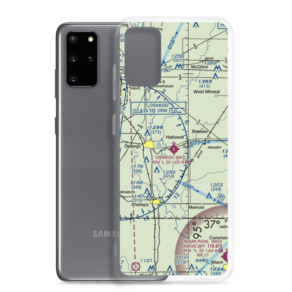 Oswego Municipal Airport (K67) VFR Sectional Samsung Case Samsung Galaxy S20 Plus model shown
