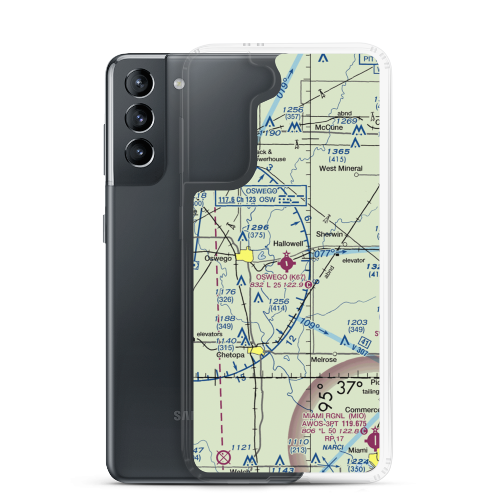 Oswego Municipal Airport (K67) VFR Sectional Samsung Case Samsung Galaxy S21 model shown