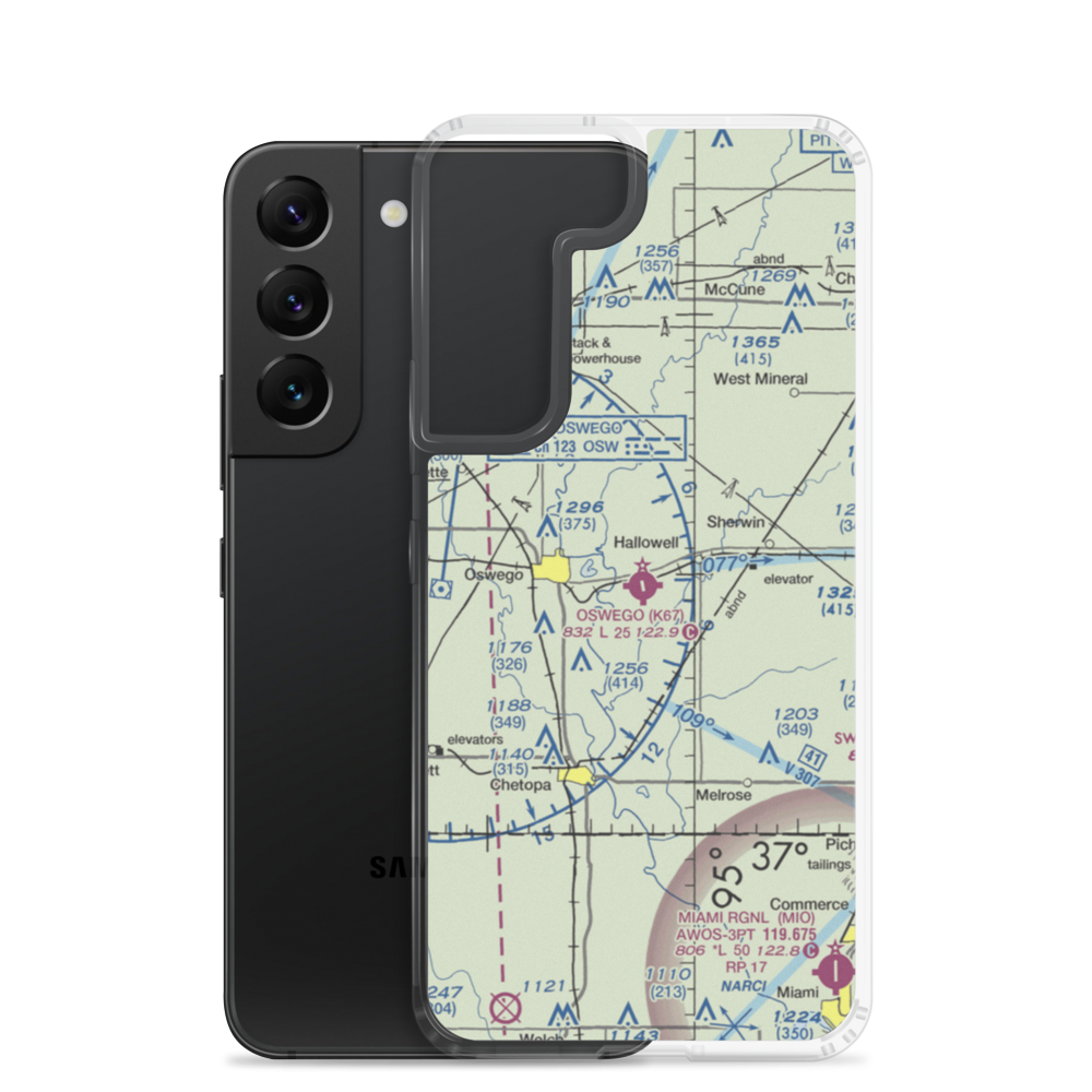 Oswego Municipal Airport (K67) VFR Sectional Samsung Case Samsung Galaxy S22 model shown
