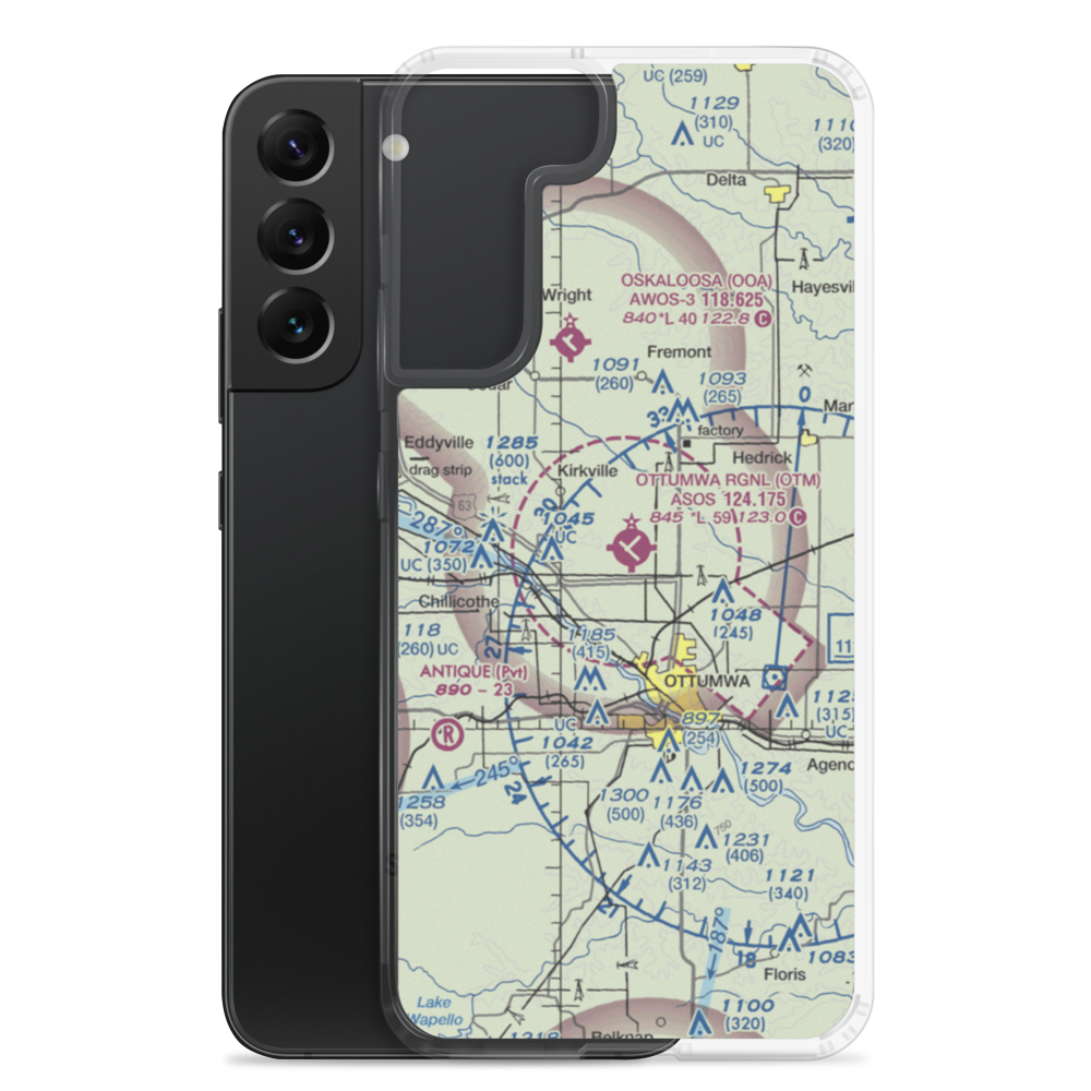 Ottumwa Regional Airport (OTM) VFR Sectional Samsung Case Samsung Galaxy S22 Plus model shown