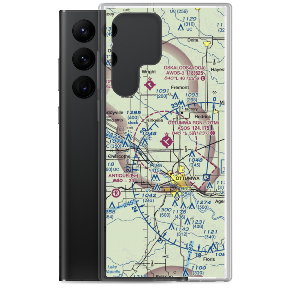 Ottumwa Regional Airport (OTM) VFR Sectional Samsung Case Samsung Galaxy S22 Ultra model shown