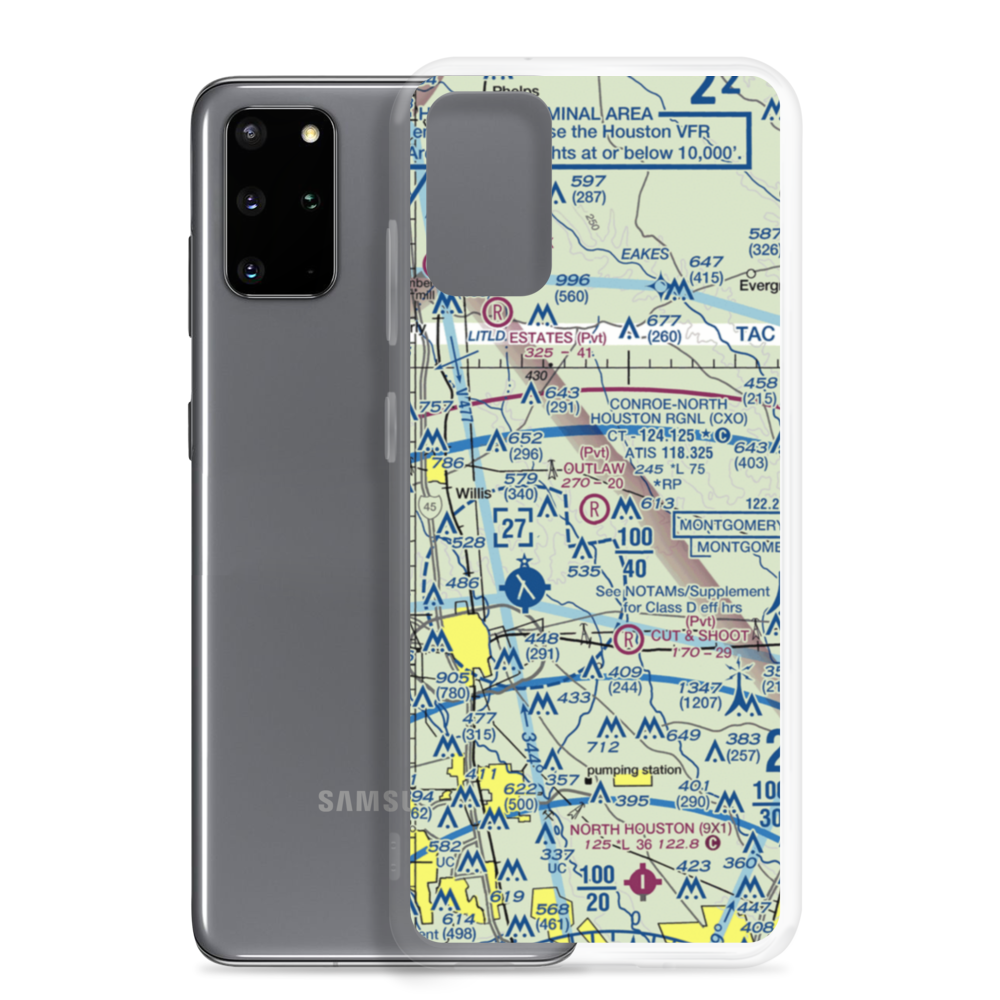 Outlaw Flyers Airport (16XS) VFR Sectional Samsung Case Samsung Galaxy S20 Plus model shown
