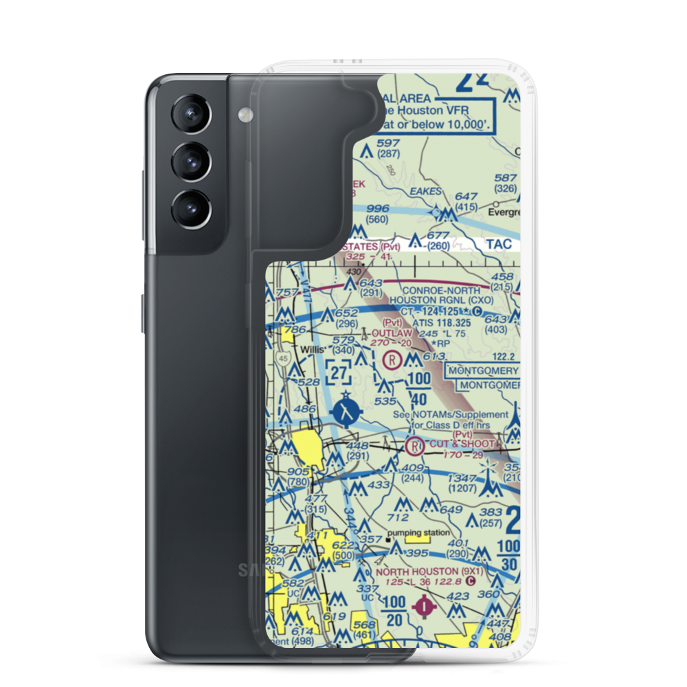 Outlaw Flyers Airport (16XS) VFR Sectional Samsung Case Samsung Galaxy S21 model shown
