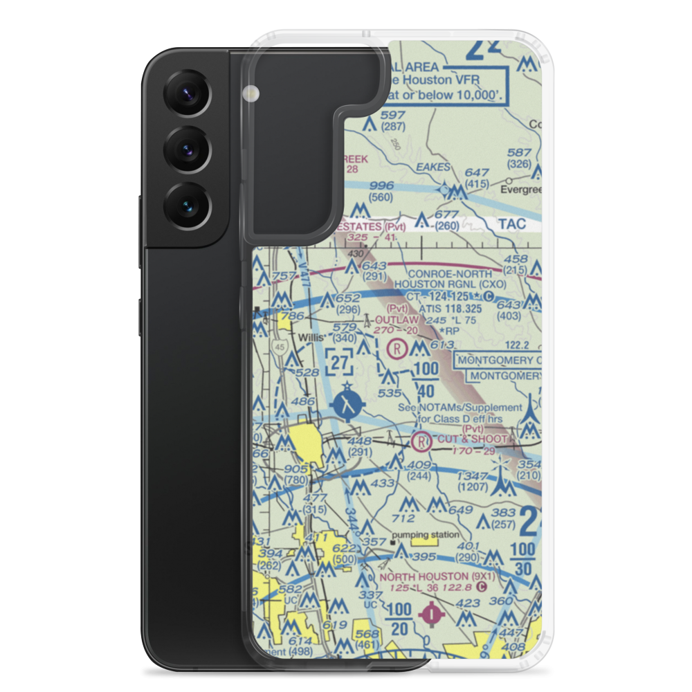 Outlaw Flyers Airport (16XS) VFR Sectional Samsung Case Samsung Galaxy S22 Plus model shown