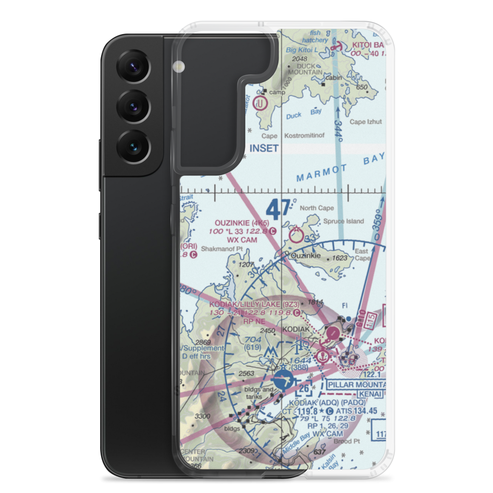 Ouzinkie Airport (4K5) VFR Sectional Samsung Case Samsung Galaxy S22 Plus model shown